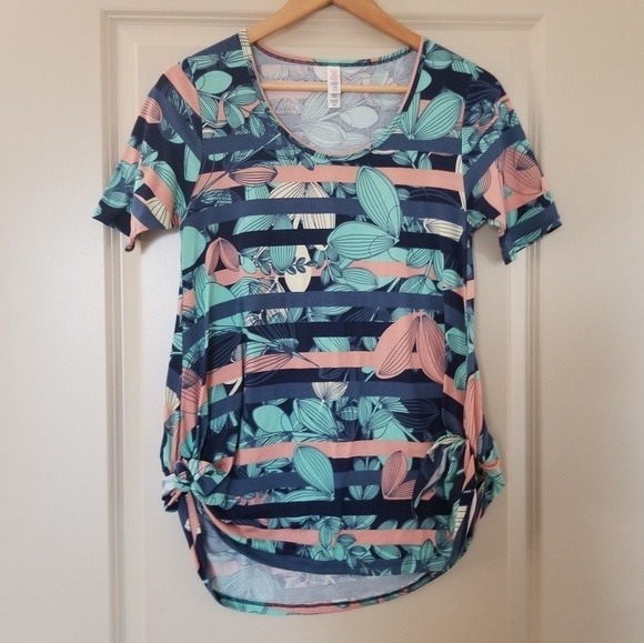 LuLaRoe Tops - LulaRoe Floral Leaf Patterned Side Knot Tunic XXS